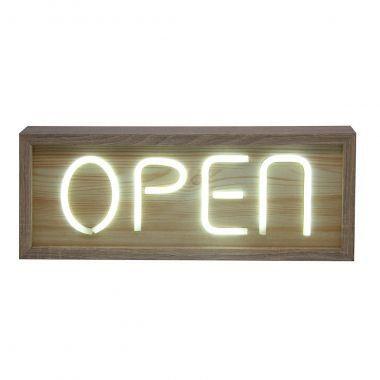 Luminoso led de madeira e vidro open 42cm x 17cm x 5cm - Btc decor Menor preço em Luminoso led de madeira e vidro open 42cm x 17cm x 5cm - Btc decor