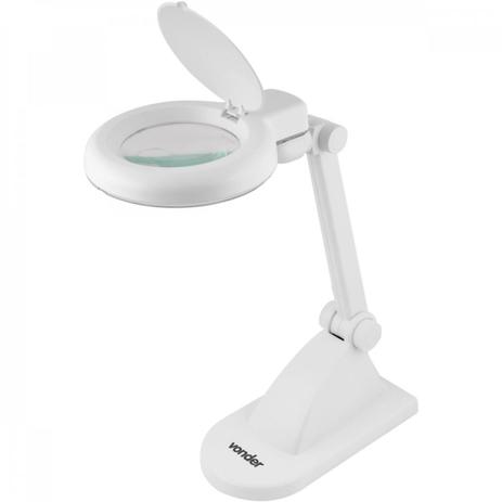 Lupa articulada com LED bivolt com base para bancada Vonder Branco Menor preço em Lupa articulada com LED bivolt com base para bancada Vonder Branco