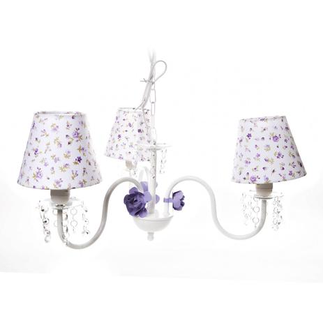 Lustre 3L Cristais 3 Flores P Lilás Quarto Bebê Infantil Menina - Potinho de mel Menor preço em Lustre 3L Cristais 3 Flores P Lilás Quarto Bebê Infantil Menina - Potinho de mel