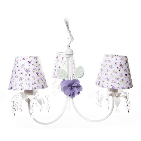Lustre 3L Primavera Cristais 2 Flores G Lilás Quarto Bebê Infantil Menina - Potinho de mel Menor preço em Lustre 3L Primavera Cristais 2 Flores G Lilás Quarto Bebê Infantil Menina - Potinho de mel