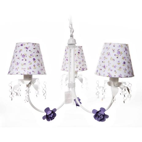 Lustre 3L Primavera Cristais 3 Flores P Lilás Quarto Bebê Infantil Menina - Potinho de mel Menor preço em Lustre 3L Primavera Cristais 3 Flores P Lilás Quarto Bebê Infantil Menina - Potinho de mel