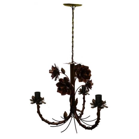 Lustre Artesanal de Ferro com Flores Rustico para Sala de Estar - Libertas rosas artesanato Menor preço em Lustre Artesanal de Ferro com Flores Rustico para Sala de Estar - Libertas rosas artesanato