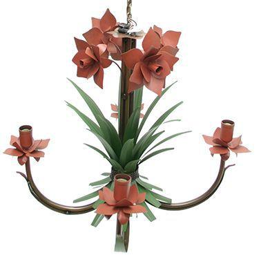 Lustre Artesanal em Ferro para Sala de Estar com Florzinha Simples - Libertas rosas artesanato Menor preço em Lustre Artesanal em Ferro para Sala de Estar com Florzinha Simples - Libertas rosas artesanato