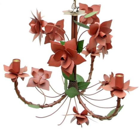 Lustre Artesanal para Sala de Jantar 03 Bocais Flores de Ferro - Libertas rosas artesanato Menor preço em Lustre Artesanal para Sala de Jantar 03 Bocais Flores de Ferro - Libertas rosas artesanato