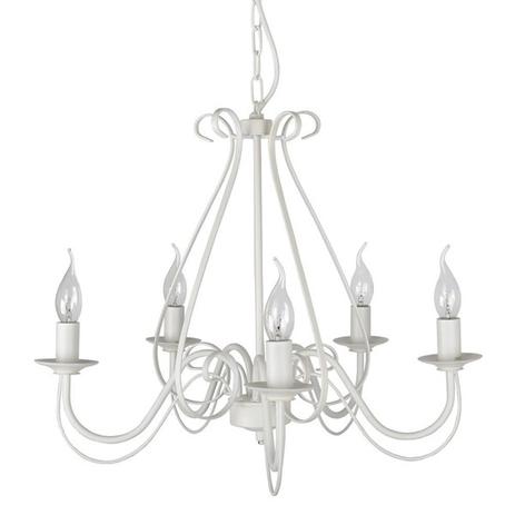 Lustre Candelabro 5 Braços Pendente Branco LM1618 - Eluminarias Menor preço em Lustre Candelabro 5 Braços Pendente Branco LM1618 - Eluminarias
