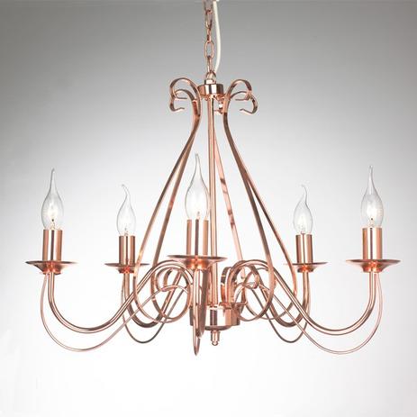 Lustre Candelabro 5 Braços Pendente Cobre LM1920 - Eluminarias Menor preço em Lustre Candelabro 5 Braços Pendente Cobre LM1920 - Eluminarias