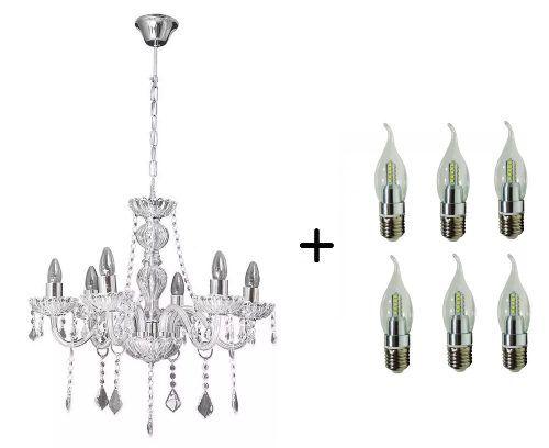 Lustre Candelabro 6 Braços Cristal Nice Maria Thereza Led 5w - Startec Menor preço em Lustre Candelabro 6 Braços Cristal Nice Maria Thereza Led 5w - Startec