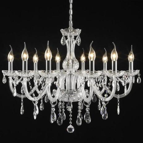 Lustre Candelabro com Cristais 10 Braços LU016/10.79CL Mais Luz Transparente Menor preço em Lustre Candelabro com Cristais 10 Braços LU016/10.79CL Mais Luz Transparente