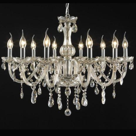 Lustre Candelabro com Cristais 10 Braços LU016/10.79CO Mais Luz Conhaque Menor preço em Lustre Candelabro com Cristais 10 Braços LU016/10.79CO Mais Luz Conhaque