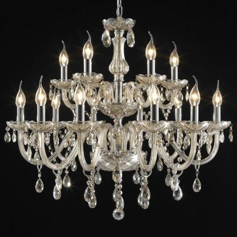 Lustre Candelabro com Cristais 15 Braços LU016/15.80CO Mais Luz Conhaque Menor preço em Lustre Candelabro com Cristais 15 Braços LU016/15.80CO Mais Luz Conhaque