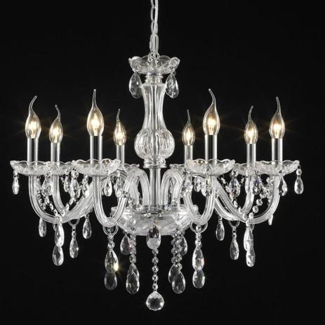Lustre Candelabro com Cristais 8 Braços LU016/8.67CL Mais Luz Transparente Menor preço em Lustre Candelabro com Cristais 8 Braços LU016/8.67CL Mais Luz Transparente