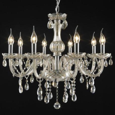 Lustre Candelabro com Cristais 8 Braços LU016/8.67CO Mais Luz Conhaque Menor preço em Lustre Candelabro com Cristais 8 Braços LU016/8.67CO Mais Luz Conhaque