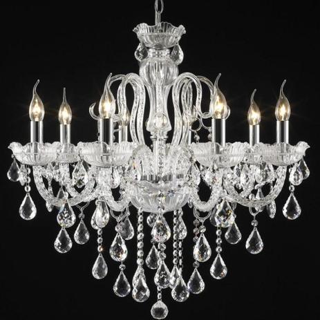 Lustre Candelabro com Cristais 8 Braços LU017/8.71CL Mais Luz Transparente Menor preço em Lustre Candelabro com Cristais 8 Braços LU017/8.71CL Mais Luz Transparente