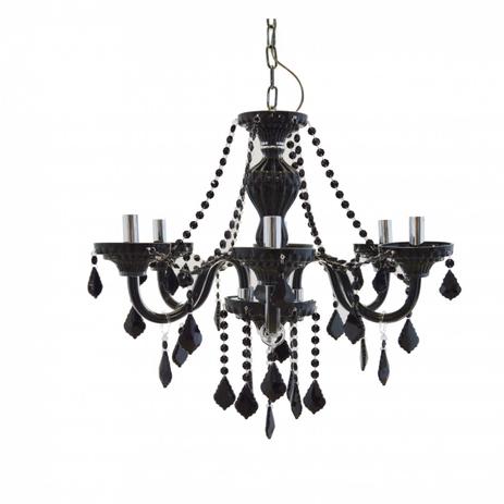 Lustre Candelabro de Cristal 6 Braços ADN Mais Preto Menor preço em Lustre Candelabro de Cristal 6 Braços ADN Mais Preto