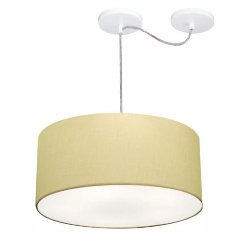 Menor preço em Lustre Cilindrico C/ Desvio De Centro Md-4151 Cupula Tecido 50x25 Algodão Crú - Vivare iluminação