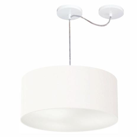 Menor preço em Lustre Cilindrico C/ Desvio De Centro Md-4151 Cupula Tecido 50x25 Branco - Vivare iluminação