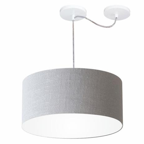 Menor preço em Lustre Cilindrico C/ Desvio De Centro Md-4151 Cupula Tecido 50x25 Cinza - Vivare iluminação
