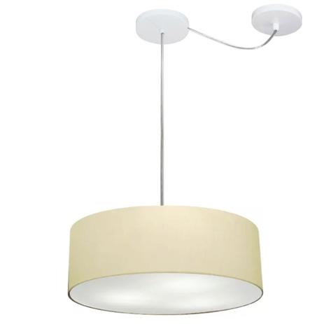 Menor preço em Lustre Cilindrico C/ Desvio De Centro Md-4255 Cupula Tecido 40x15 Algodao Cru - Vivare iluminação