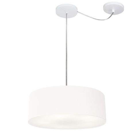 Menor preço em Lustre Cilindrico C/ Desvio De Centro Md-4255 Cupula Tecido 40x15 Branco - Vivare iluminação