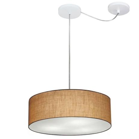 Menor preço em Lustre Cilindrico C/ Desvio De Centro Md-4255 Cupula Tecido 40x15 Palha - Vivare iluminação