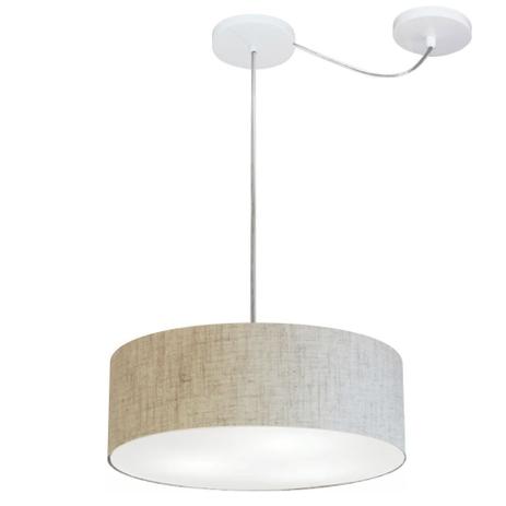 Menor preço em Lustre Cilindrico C/ Desvio De Centro Md-4255 Cupula Tecido 40x15 Rustico Bege - Vivare iluminação
