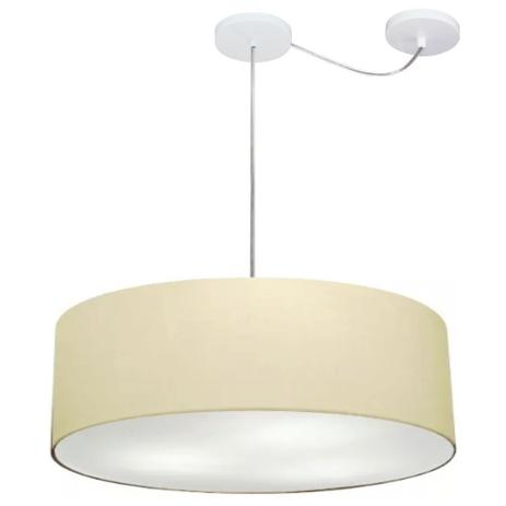 Menor preço em Lustre Cilindrico C/ Desvio De Centro Md-4259 Cupula Tecido 50x15 Algodao Cru - Vivare iluminação