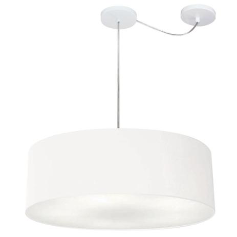 Menor preço em Lustre Cilindrico C/ Desvio De Centro Md-4259 Cupula Tecido 50x15 Branco - Vivare iluminação