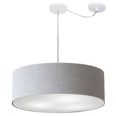 Menor preço em Lustre Cilindrico C/ Desvio De Centro Md-4259 Cupula Tecido 50x15 Cinza - Vivare iluminação