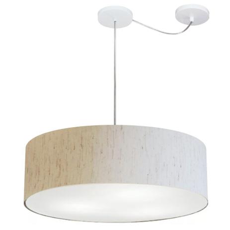 Menor preço em Lustre Cilindrico C/ Desvio De Centro Md-4259 Cupula Tecido 50x15 Linho Bege - Vivare iluminação