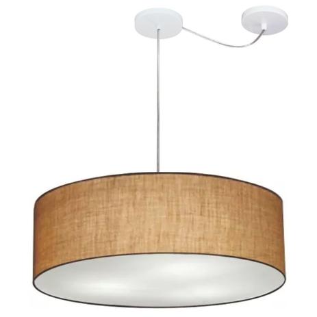 Menor preço em Lustre Cilindrico C/ Desvio De Centro Md-4259 Cupula Tecido 50x15 Palha - Vivare iluminação