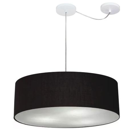 Menor preço em Lustre Cilindrico C/ Desvio De Centro Md-4259 Cupula Tecido 50x15 Preto - Vivare iluminação