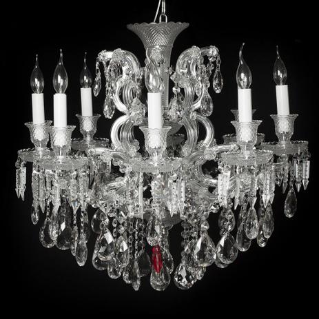 Lustre Clássico Branco Gotas de Cristal 8 Velas - Prime home decor Menor preço em Lustre Clássico Branco Gotas de Cristal 8 Velas - Prime home decor
