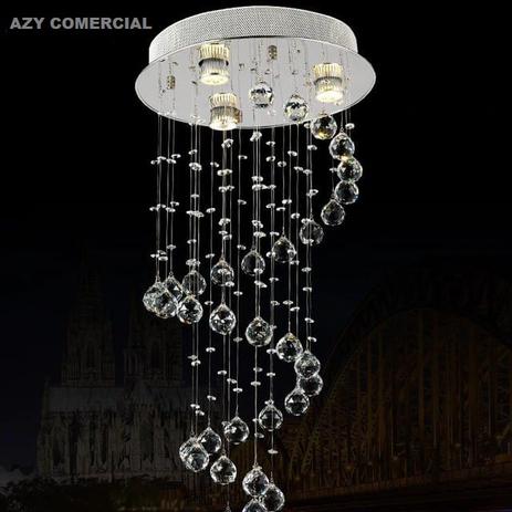 Lustre Cristal Pendente Redondo 40*80+lampadas Leds Bivolt - Azy comercial Menor preço em Lustre Cristal Pendente Redondo 40*80+lampadas Leds Bivolt - Azy comercial