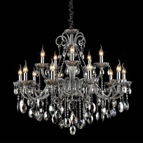 Lustre de Cristal K9 15 Braços Fumê Roma - Chandelie Menor preço em Lustre de Cristal K9 15 Braços Fumê Roma - Chandelie