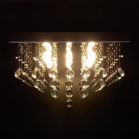 Lustre de Cristal quadrado pirâmide curta 40x40cm + Lâmpada LED 220V - Kasa arq Menor preço em Lustre de Cristal quadrado pirâmide curta 40x40cm + Lâmpada LED 220V - Kasa arq