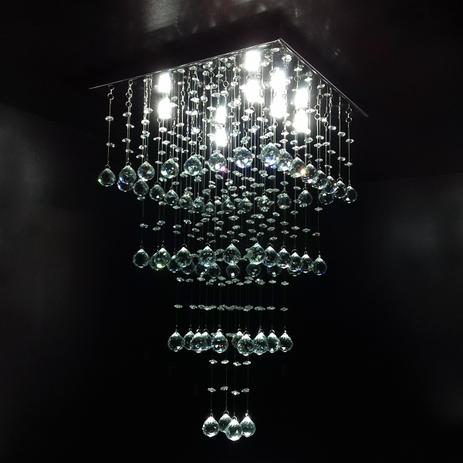 Lustre de Cristal quadrado quatro cubos 40x40cm + Lâmpada LED 110V - Kasa arq Menor preço em Lustre de Cristal quadrado quatro cubos 40x40cm + Lâmpada LED 110V - Kasa arq