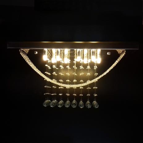 Lustre de Cristal retangular arco superior 65x20cm + Lâmpada LED 110V - Kasa arq Menor preço em Lustre de Cristal retangular arco superior 65x20cm + Lâmpada LED 110V - Kasa arq