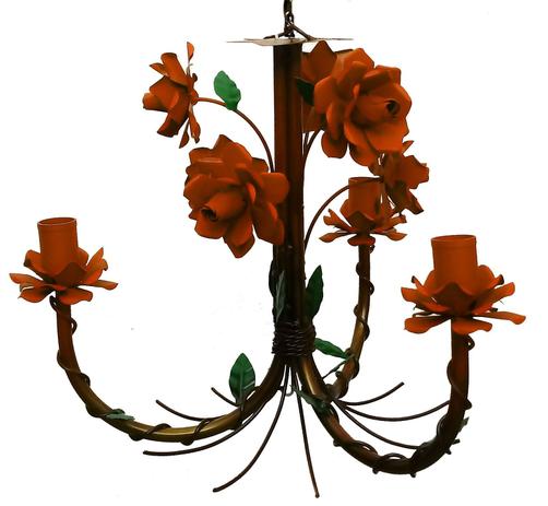 Lustre de Ferro com Flores Artesanal Fabricação Própria para Sala - Libertas rosas artesanato Menor preço em Lustre de Ferro com Flores Artesanal Fabricação Própria para Sala - Libertas rosas artesanato