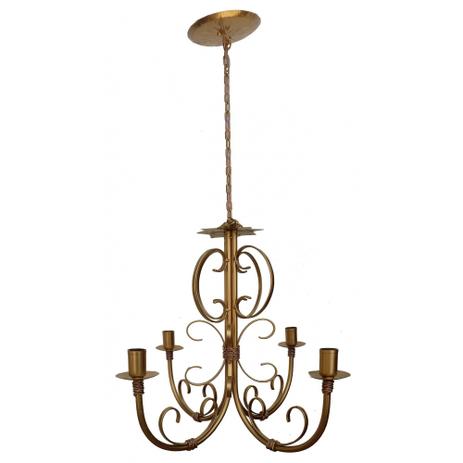 Lustre de Ferro Dourado Rustico para Sala de Jantar Artesanal 04 Bocais - Libertas rosas artesanato Menor preço em Lustre de Ferro Dourado Rustico para Sala de Jantar Artesanal 04 Bocais - Libertas rosas artesanato