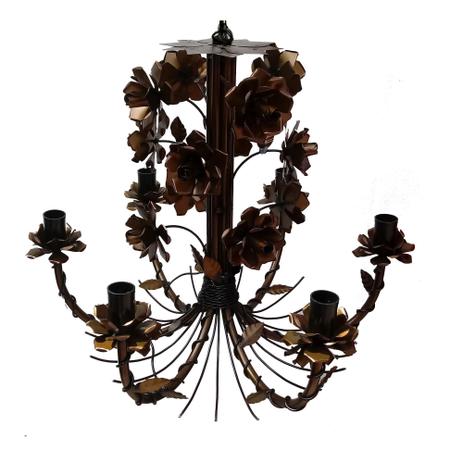 Lustre de Flores em Ferro Decorativo para Varanda Área Gourmet Rustica - Libertas rosas Menor preço em Lustre de Flores em Ferro Decorativo para Varanda Área Gourmet Rustica - Libertas rosas
