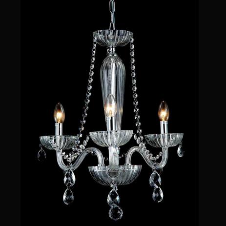 Lustre de Vidro Anjou 3 Braços Bella Iluminação Transparente Menor preço em Lustre de Vidro Anjou 3 Braços Bella Iluminação Transparente