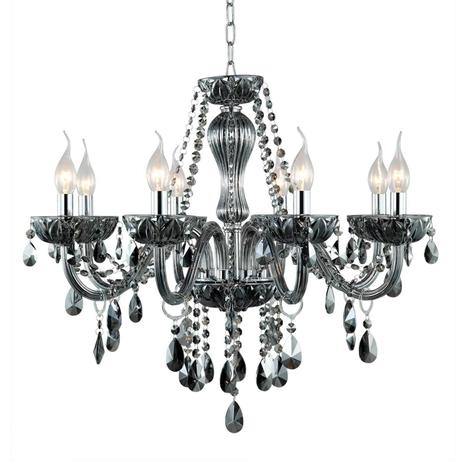 Lustre de Vidro Anjou 8 Braços Bella Iluminação Fumê Menor preço em Lustre de Vidro Anjou 8 Braços Bella Iluminação Fumê