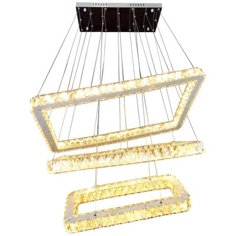 Lustre LED Retangular Cristal K9 Inox 8LP-17/3 até 66cm 120w 3000 a 6500K Controle Remoto - Guardian Menor preço em Lustre LED Retangular Cristal K9 Inox 8LP-17/3 até 66cm 120w 3000 a 6500K Controle Remoto - Guardian