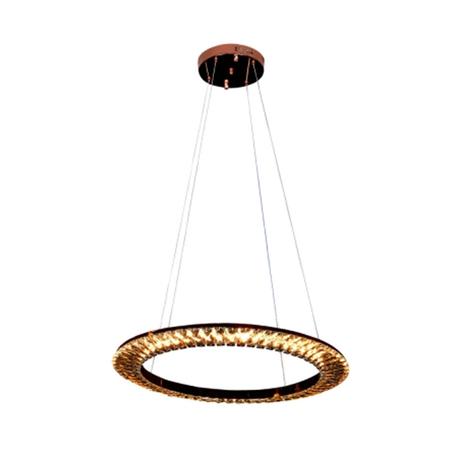 Lustre para Sala de Jantar Pendente Orbit nas Cores Rose Gold e Transparente com LED Integrado Bella Menor preço em Lustre para Sala de Jantar Pendente Orbit nas Cores Rose Gold e Transparente com LED Integrado Bella