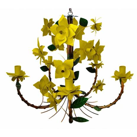 Lustre para Varanda Rustico Artesanal em Ferro e Lata Com Flores - Libertas Rosas Menor preço em Lustre para Varanda Rustico Artesanal em Ferro e Lata Com Flores - Libertas Rosas