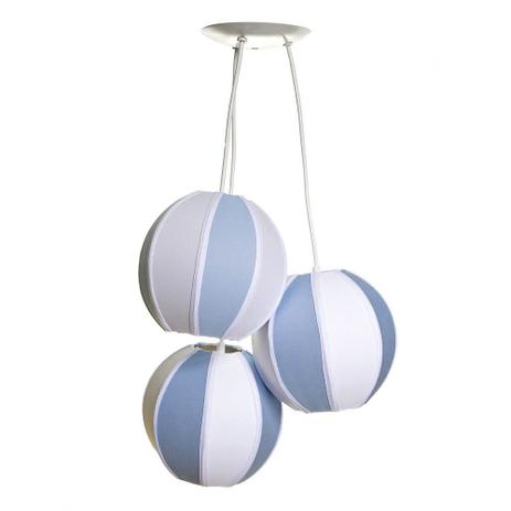 Lustre Pendente 3 Bolinhas Azuis Quarto Bebê Infantil Menino - Potinho de mel Menor preço em Lustre Pendente 3 Bolinhas Azuis Quarto Bebê Infantil Menino - Potinho de mel
