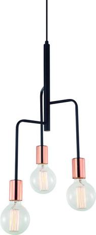 Lustre pendente adely alumínio 25 cm preto e cobre 3 soquetes Menor preço em Lustre pendente adely alumínio 25 cm preto e cobre 3 soquetes