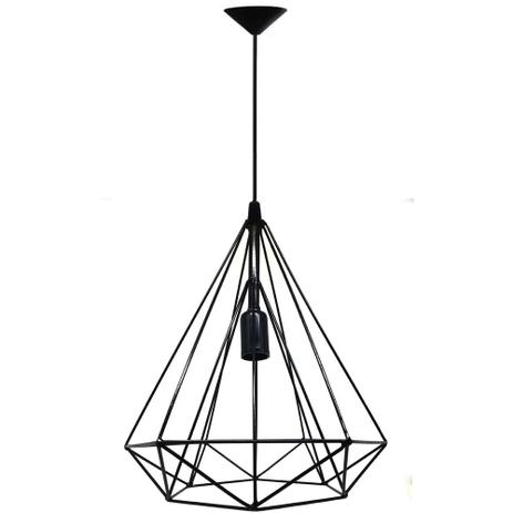 Lustre Pendente Aramado Diamante Pirâmide Grande Preto - DECORA NA NET Menor preço em Lustre Pendente Aramado Diamante Pirâmide Grande Preto - DECORA NA NET