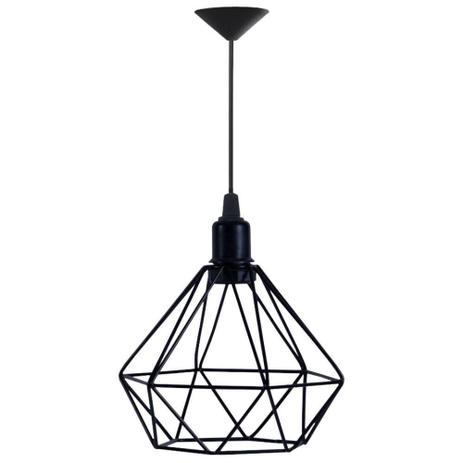 Lustre Pendente Aramado Diamante Preto - Decora Menor preço em Lustre Pendente Aramado Diamante Preto - Decora