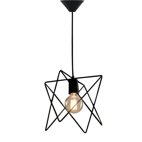 Lustre Pendente Aramado Estrela Preto - DECORA NA NET Menor preço em Lustre Pendente Aramado Estrela Preto - DECORA NA NET